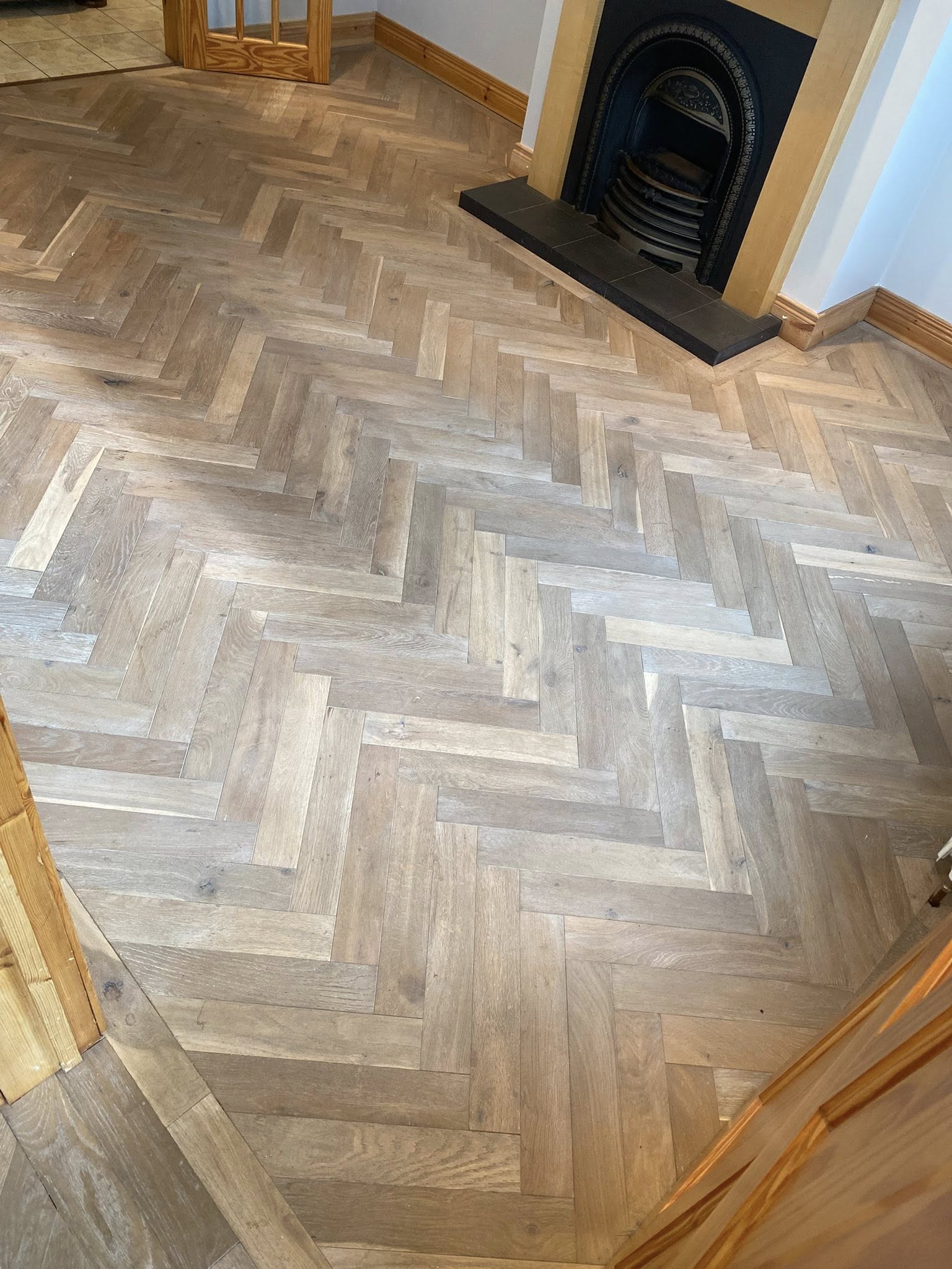 Sanded parquet floor